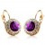 Yellow Gold plated purple crystals earrings set 